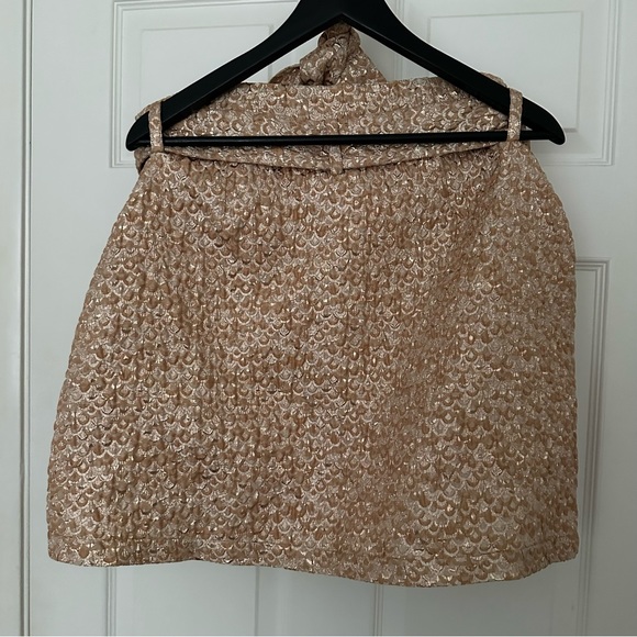BNWT Sezane Skirt Jupe Tesse Jacquard Ecailles Rose Gold FR 44 US 12 - Picture 3 of 7